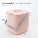 Blue Ginkgo Kitchen Compost Bin [2.6L / 0.69 GAL] – Filter-Free, Odor-Tight Countertop Food Waste Pail with Handle (Made in Korea, Pink) by GreenHaven Gardens