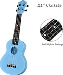 Kids Toy Ukulele 21 inch Soprano Ukelele,Musical Instrument, Ukulele Toy Gift for Children Beginners with Bag Picks Strings (Light blue) by TinyTreasures Baby Boutique