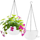2 Pack Hanging Planters for Indoor Outdoor Plants, 8 Inch Self Watering Hanging Pot with Drainage Holes and Saucer, Plastic Plant Pots, White Flower Pots for Kitchen, Balcony, Garden by CozyNest Decor