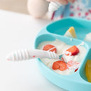 Bumkins Toddler Utensils, Kids Size Fork and Spoon Set, Silicone and Stainless-Steel Training Silverware, Angled Forks/Sporks Feeding, Children Hold Learning to Eat, 18 Mos Up, Vanilla Sprinkles by TinyTreasures Baby Boutique