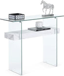 ivinta Glass Entry Table with Storage, 39.4" Modern Console Table for Living Room, Foyer, Hallway, Bedroom 5101 (White) by CozyNest Decor