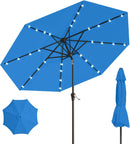 10FT Solar Umbrella 32 LED Lighted Patio Umbrella Table Market Umbrella w/Tilt and Crank, UV-Resistant Outdoor Umbrella for Pool, Garden, Deck, Royal Blue by GreenHaven Gardens