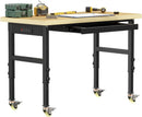 48" Adjustable Workbench, Work Bench Table with Wheels and Power Outlet, Rolling Workbench with Drawers, Large Load Capacity Garage Workbench for Workshop,Office,Home by GreenHaven Gardens