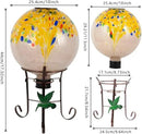 10" Diameter Solar Gazing Ball and 8.5" Metal Stand Indoor Outdoor Yard Art Ornament Coloful Spot Glass Globe Sphere Solar Gazing Balls for Garden,Lawn,Porch,Patio Birthday Gifts for Women,Mom by CozyNest Decor
