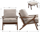 Wahson Mid Century Arm Chair and Ottoman Set, Upholstered Accent Armchair with Wood Frame and Canvas Cushions, Leisure Slipper Chair for Living Room/Bedroom, Beige by CozyNest Decor