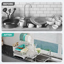 2 Tier Large Dish Drying Rack - Extendable Dish Rack, 2-in-1 Anti-Rust Stainless Steel Dishrack for Kitchen Counter and Sink, Dish Strainer with Utensil Holder & Cup Holder(White) by CozyNest Decor