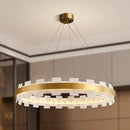 31.5" Natural Spanish Alabaster Round Chandelier, Adjustable Large Chandeliers for Living Room Over Table, Modern Luxury Alabaster Stone Chandelier for Drawing Room, Bedroom, Hallway, Foyer by CozyNest Decor