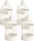 Vela Lanterns Bird Cage Decor Candle Holder Lantern Decorative Wedding Table Centerpiece Decorations, White, Small, Set of 4