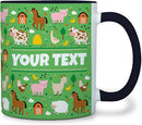 Personalized Mug for Kids - Farm Animals - Custom Name/Text, Ceramic Hot Chocolate/Cocoa/Coffee Cup for Boys/Girls, Birthday/Christmas/Holiday Gift - 11 oz, Black Handle by TinyTreasures Baby Boutique