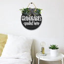 Grandbabies Spoiled Here Hanging Wall Sign for Front Door Home Kitchen Decor Rustic Wooden Round Sign Wall Decoration for Kitchen Dining Room Living Room Bedroom Outdoor by CozyNest Decor
