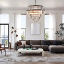 Luxury 6-Tier Round K9 Crystal Chandelier, Black Finish 26 Inch Diam Ceiling Light, Classic Elegant Chandelier with Crystal Piece, Lighting Fixture for Hallway, Bedroom, Living Room by CozyNest Decor