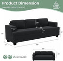 3 Pieces Corduroy Couch Set for Living Room, 8 Seats Cloud Sofa, Deep Seat Floor Couch for Bedroom, Futon Modern Sofa Sectional Bed, Black Corduroy by CozyNest Decor