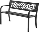 Garden Bench,Outdoor Benches,Iron Steel Frame Patio Bench with Mesh Pattern and Plastic Backrest Armrests for Lawn Yard Porch Work Entryway,Black by GreenHaven Gardens