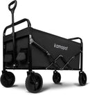 Large Collapsible Wagon Foldable for Grocery, Beach, Park, Yard, 34 x 18 Inch Inner Storage. Folding Utility Shopping Cart on Wheels. Heavy Duty, Durable w/Cupholders (Black) by GreenHaven Gardens