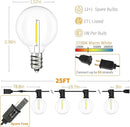 Svater Outdoor String Lights LED 25 FT, Patio Globe Lights with 13 Plastic G40 Bulbs, Waterproof Dimmable Outside Hanging Light for Backyard Bistro Cafe Porch Party Decor, 2700K Warm White by CozyNest Decor