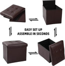 ALASDO Brown Leather Storage Ottoman Footrest Stool, 17x13x13inches, Modern Style by CozyNest Decor