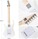 Bullfighter 34 Inch Kids Mini Strat Electric Guitar for Boys Girls, Beginner’s Electric Guitar Kit with Gig Bag, Picks, Cable, Strap, Extra Strings D120-R (blue) (White) by TinyTreasures Baby Boutique