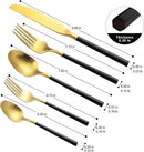 Matte Silverware Set Gold Flatware Set with Hexagon Handle 20 Pieces 18/0 Stainless Steel Cutlery Set Wedding Housewarming Gift Service for 4 (Matt black gold) by CozyNest Decor