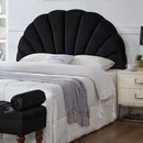24KF Stunning Crown Design Queen Headboard, Upholstered Soft Velvet Petal Pattern Headboard Queen/Full-Black by CozyNest Decor