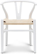 POLY & BARK Weave Dining Chair – Mid-Century Modern Wishbone Dining Chair with Arms, Solid Wood Frame, Indoor Use – White – Single - Ideal for Dining Room, Kitchen or Stylish Accent Setting by CozyNest Decor