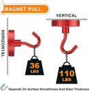 MIKEDE Strong Magnetic Hooks, 110Lbs Heavy Duty Magnetic Hooks for Cruise, Neodymium Earth Magnets with Hooks for Hanging, Super Metal Magnetic Hanger for Grill, Storage (Red,10 Pack) by CozyNest Decor