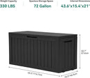 YITAHOME 72 Gallon Outdoor Resin Deck Box with Wheels, Pool Storage Box for Outdoor Cushions, Sports Equipment, Garden Tools, Black by GreenHaven Gardens