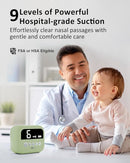 HEYVALUE Nasal Aspirator for Baby, Hospital Grade Nose Sucker with 9 Levels Suction, Night Light and Nursery Rhyme Soothing, Electric Nose Suction for Baby with Food-Grade Silicone Tips Green by TinyTreasures Baby Boutique