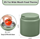 26oz Kids Jar for Hot Food, Insulated Vacuum Food Jar with Buckle Lid, Stainless Steel Wide Mouth Leak Proof Insulated Lunch Container for School Picnic Travel, Green by TinyTreasures Baby Boutique