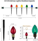 2 Pack C9 Christmas Pathway Lights - Outdoor Total 34.8 Ft, 20 Waterproof Connectable Walkway Lights for Yard, Ground, Sidewalk, Driveway Christmas Decorations by GreenHaven Gardens