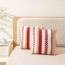 Boho Throw Pillow Covers 18x18 Set of 2 Christmas Decorative Cushion Case Striped Square Pillows Cover Chenille Pillow Cases Accent Neutral Pillowcase for Sofa Couch Bed,Red by CozyNest Decor