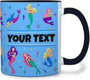 Personalized Mug for Kids - Mermaids - Custom Name/Text, Ceramic Hot Chocolate/Cocoa/Coffee Cup for Girls, Birthday/Christmas/Holiday Gift - 11 oz, Black Handle by TinyTreasures Baby Boutique