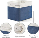TcaFmac Organization and Storage Basket for Gifts Empty - 16x12x12 inch Large 2 Pack Collapsible Storage Bins for Shelves, Fabric Storage Cubes for Organizing Cloth Toy Kids (White & Jean Blue) by CozyNest Decor