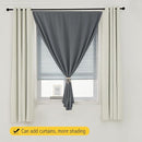 Magic Tape Stick On Curtains Window Shades Pull Down Blackout Window Cover Blackout Curtains for Bedroom No Drillng Self Adhesive Curtains No Rod Small Curtain, 47" W X 71" L, Grey, 1 Panel by TinyTreasures Baby Boutique