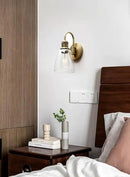 Yosoan 1-Light Brass Modern Vintage Indoor Wall Sconce, Vanity Single Luxury Hardwired Retro Textured Clear Oval Cone Glass Shade with Industrial Gooseneck Curved Rod Bathroom Lamp(Antique) by CozyNest Decor