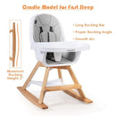 BABY JOY 3 in 1 High Chair, Baby Eat & Grow Convertible Wooden High Chair/Rocking Chair/Booster Seat/Toddler Chair, Infant Dining Chairs w/Double Removable Tray, 5-Point Seat Belt & PU Cushion, Gray by TinyTreasures Baby Boutique