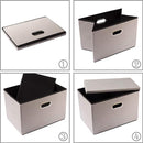 PRANDOM Foldable Storage Bin with Lid [3-Pack] Linen Fabric Decorative Storage Box Organizer Container Basket Cube with Handles Divider for Closet Office Living Room Light Grey(14.9x9.8x9.8) by TinyTreasures Baby Boutique