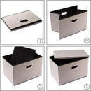 PRANDOM Large Foldable Storage Bins with Lids [3-Pack] linenFabric Decorative Storage Boxes Organizer Containers Baskets Cube with Handles Divider for Bedroom Closet Office Light Grey(17.7x11.8x11.8) by CozyNest Decor
