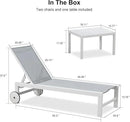 PURPLE LEAF Outdoor Chaise Lounge Set of 4 White Aluminum Lounge Chair Outdoor with Wheels Five-Position Adjustable Patio Lounge Chair for Pool Deck Yard, Bluish-Gray by GreenHaven Gardens