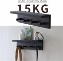 Entrance Coat Rack ，Coat Hooks, Wall-Mounted Wooden Hook Rack, Wall-Mounted Shelves are Very Suitable (Black Finish-1) by CozyNest Decor