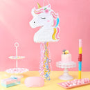 WERNNSAI Foldable Unicorn Piñata - Pull String Unicorn Birthday Party Supplies Extendable Unicorn with Blindfold Bat and Tassels Unicorn Birthday Party Decoration Games Folding Piñatas for Kids by TinyTreasures Baby Boutique
