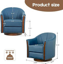 360° Swivel Accent Chair, Modern Leather Barrel Club Chair with Leather Upholstery and Sturdy Wood Base, Comfortable Armchair for Living Room, Bedroom, Reading Nook, Blue by CozyNest Decor