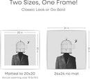 Homeforia 24x24 Silver Picture Frame, High End Metal 24 x 24 Large Square Silver Frames with Mat 20 by 20 inch Photo, 24by24 Thin Poster Frame Matted to 20x20 Print, Tempered Glass, Wall Kit, Set of 1 by CozyNest Decor