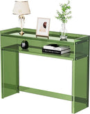 Acrylic Console Table, Entryway Table with Storage Shelves (Green) by CozyNest Decor