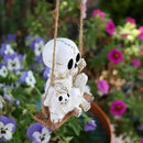 Halloween Resin Skeleton Swing Ornament - Animated Skeleton with Black Cat Figure, Hanging Decor for Tree Wall Garden - Spooky Fun Festival Decor Prop by CozyNest Decor