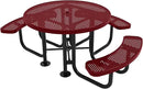 Heavy-Duty Portable Outdoor Picnic Table with Umbrella Hole, Punched Steel Patio Dining Furniture Made in America (46" Round Top, Burgundy) by CozyNest Decor