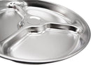 Korean Stainless Steel Divided Round Plates, Little Kids Toddlers Babies Tray, BPA Free, Diet Control, Camping Dishes, 8 Inch Compact Serving Platter, 3 Compartment Plate, Set of 2 by TinyTreasures Baby Boutique