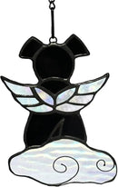 Stained Glass Angel Wings Dog Memorial Gifts for Loss of Dog Sympathy Gift Suncatcher, Rainbow Bridge Pet Passing Away Remembrance in Memory, Dog Bereavement Gifts for Loss of Pet, Black by GreenHaven Gardens