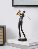 HAUCOZE Golf Figurine Statue Golfer Decoration Arts Home Decor Sculpture Polyresin Black 9.6 inch by CozyNest Decor