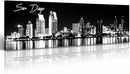 DJSYLIFE San Diego Skyline Wall Art Black and White Night View USA Cityscape California Pictures Artwork Painting Poster for Bedroom Office Decoration Stretch Framed Ready to Hang 13.8"x47.3" by CozyNest Decor