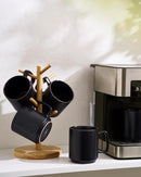 famiware Coffee Mugs Set of 4, Nebula 14oz Coffee Mugs, Ceramic Cup Set with Handle for Latte, Tea, Milk, Cappuccino, Cocoa, Matte Black by CozyNest Decor